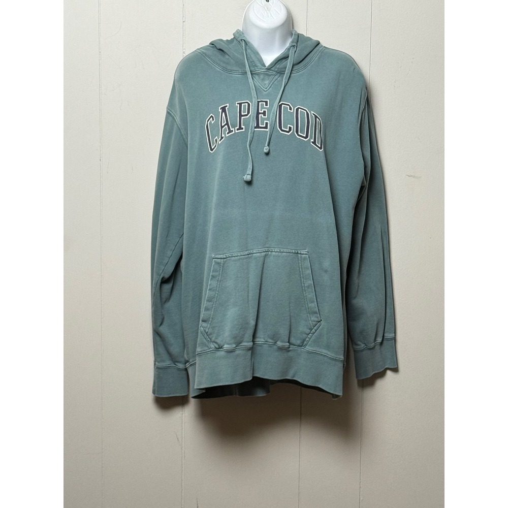Cuffy's Womens Ocean Wash Cape Cod Hoodie Teal Blue 100% Cotton Sweatshirt Sz 2X